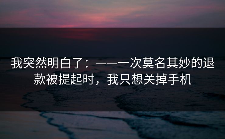 我突然明白了：——一次莫名其妙的退款被提起时，我只想关掉手机