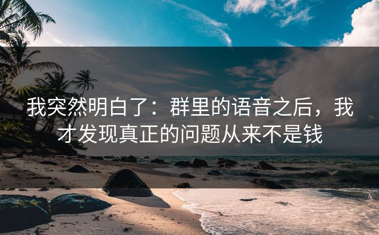 我突然明白了：群里的语音之后，我才发现真正的问题从来不是钱