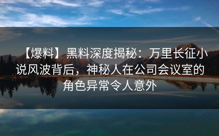 【爆料】黑料深度揭秘：万里长征小说风波背后，神秘人在公司会议室的角色异常令人意外