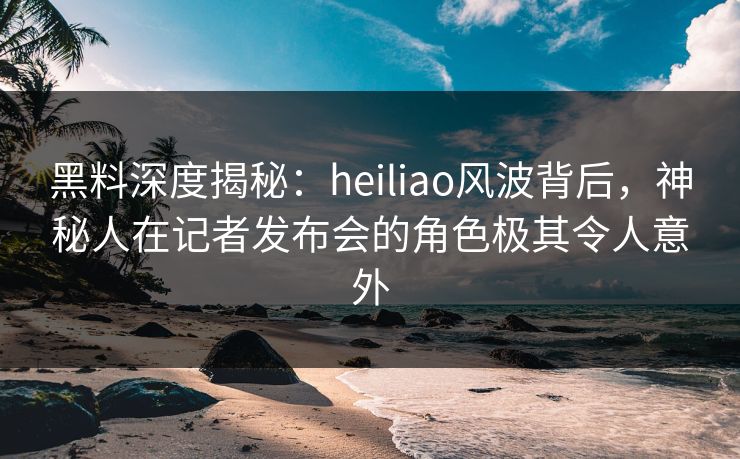 黑料深度揭秘：heiliao风波背后，神秘人在记者发布会的角色极其令人意外