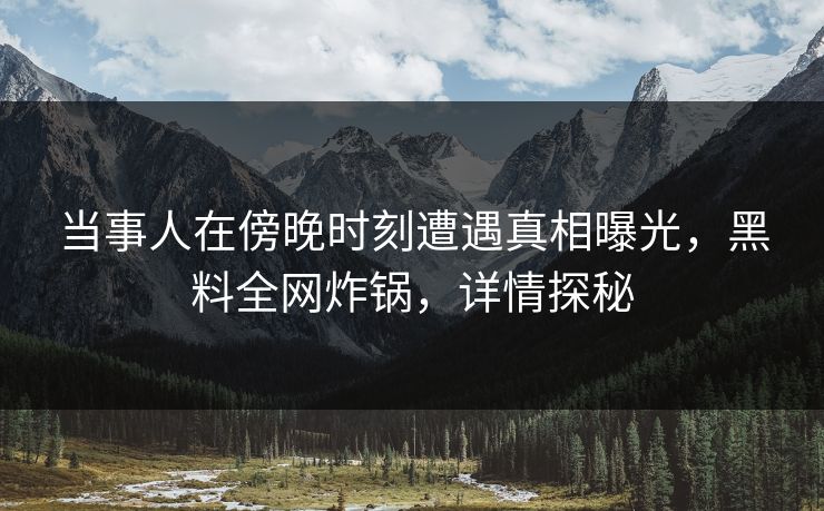 当事人在傍晚时刻遭遇真相曝光，黑料全网炸锅，详情探秘